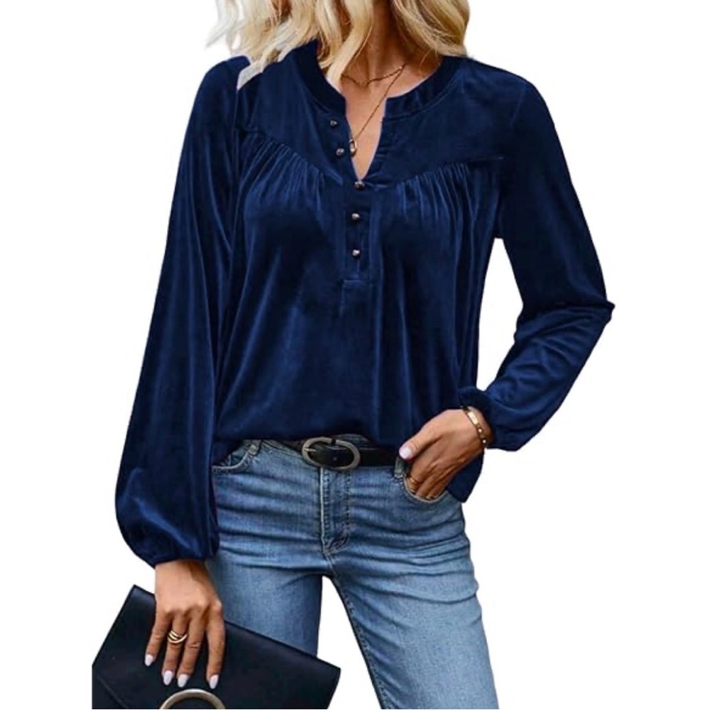 Dark Royal Blue Velvet Top